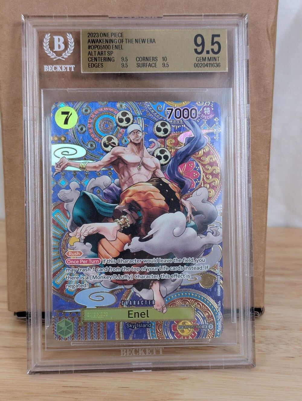 2023 One Piece New Era Enel Special Card Alt Art #OP05-100 BGS 9.5